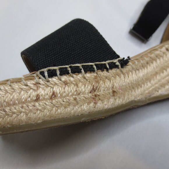 JESSICA CLIEN wedges BLACK tan ESPADRILLES velcro SIZE 8 1/2M - Picture 3 of 8